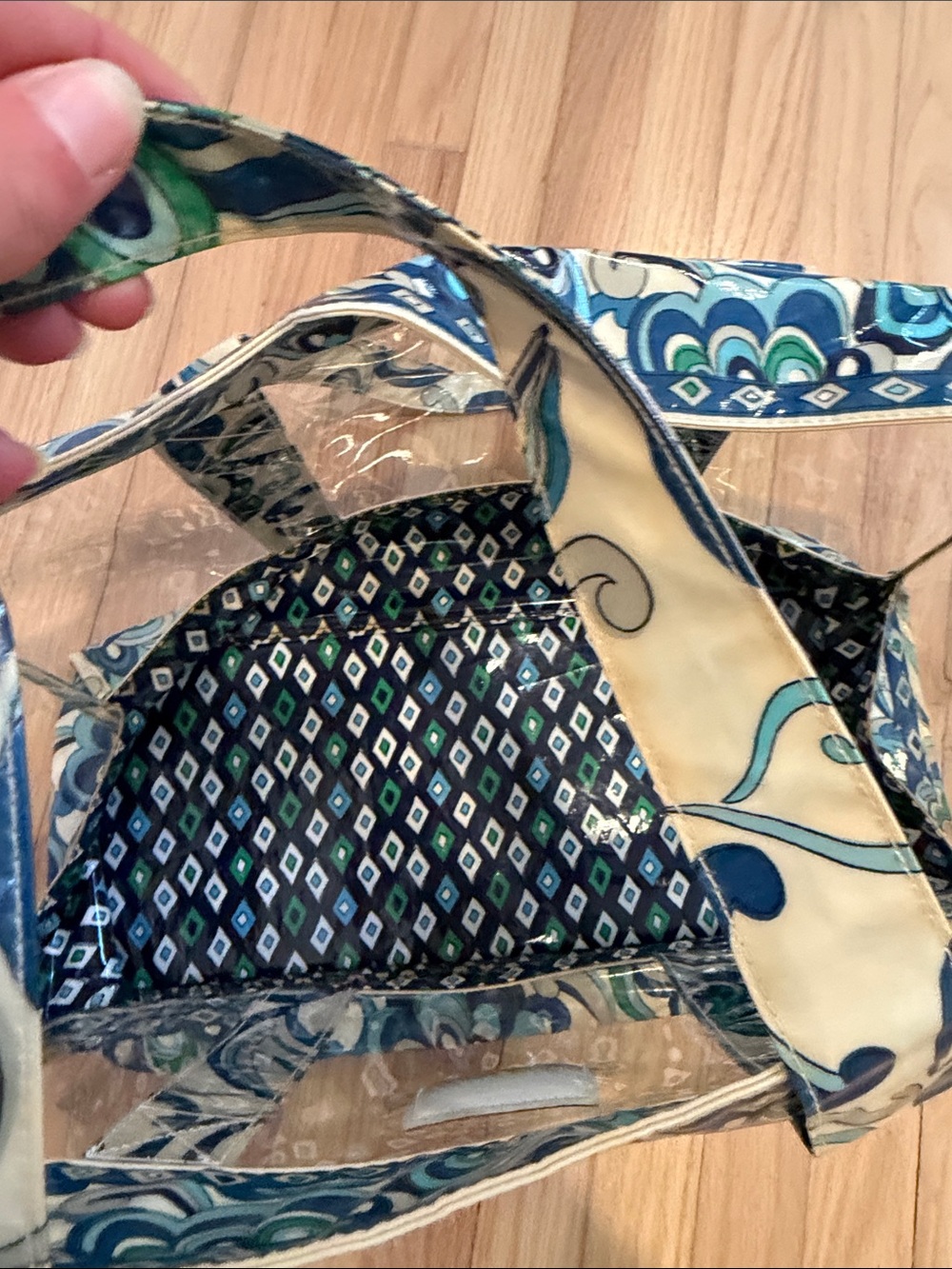 Vera Bradley Blue, Teal & Cream Clear Floral Beach Bag - Picture 9 of 9